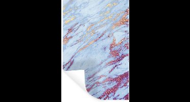 Muurstickers - Sticker Folie - Marmer - Blauw - Paars - Goud - 20x30 cm - Plakfolie - Muurstickers Kinderkamer - Zelfklevend Behang - Zelfklevend behangpapier - Stickerfolie