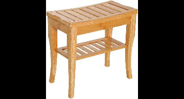 JAQZY Douche Bankje - Badkamer Bankje - Waterbestendig - 47,5 X 26 X 44,5 (L×B×H) - Draagvermogen tot 100kg - Modern - Bamboe