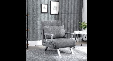 Slaapbank – Bedbank – Slaapstoel – Logeerbed – Bank – 3-in-1 Opvouwbaar – Verstelbare Rugleuning – Linnen Look Bekleding