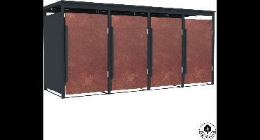 4gardenz® Slimline Kliko Containerombouw 4 Afvalbakken - Antraciet/Cortenstaal Roest-look