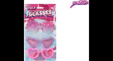 Glamour trendy meidenbrillen 3stuks roze/paars