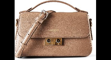 LACOSTE Leren schoudertas Flap Crossover Bag Taupe