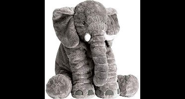 Fedec Olifant Kussen XL - Grijze olifantenknuffel groot formaat - Knuffeldier