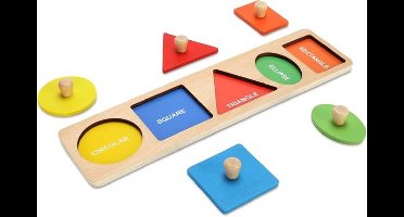 Houten vormpuzzel - Montessori puzzelspeelgoed voor peuters - Leerzame insteekpuzzels voor baby's en peuters - Eerste grote knoppuzzel voor peuters van 1-3 jaar