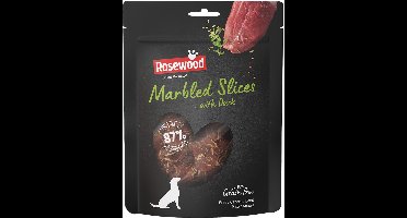 Rosewood Marbled Slices Eend – Malse Hondensnacks – 87% Eend – Chewy & Vetarm – Graanvrij – Zonder Kunstmatige Toevoegingen – 6 x 100 g