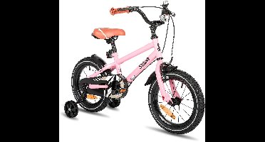 STITCH Totem Jongensfiets - 16 Inch - Kinderfiets voor 4 tot 7 Jaar - Met Zijwieltjes - Roze