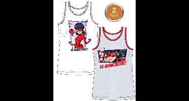 Miraculous Ladybug hemd - set van 2 - wit+grijs - maat 110/116