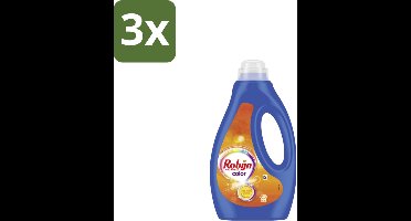 3 x Robijn Vloeibaar Wasmiddel Color 20 Wasbeurten 1 liter - Kleurbehoud - Wasmiddel - Color Serum - Frisse Geur - Wasmiddel Voor Gekleurde Was