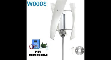 3000W Verticale Windmolen Turbine – Windgenerator – Windkrachtgenerator – Energie Generator – Windenergie Systeem – 12V Variant – Hybride MPPT Controller – Duurzame Aluminium Behuizing