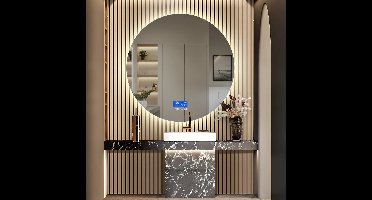 Ronde LED Badkamerspiegel – Spiegel – Wandspiegel – Verlichte Spiegel – Badkamer Spiegel – 100x100 cm – Anti Condens & Temperatuurweergave