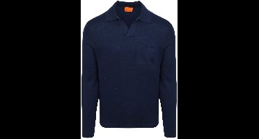 Suitable Longsleeve Knitted Poloshirt Riva Pocket Donkerblauw (navy) - Maat S - Heren - Pullover - Polo shirt Heren met Lange mouwen