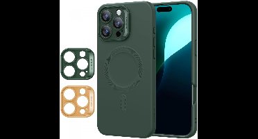 ESR Cloud Soft HaloLock Hoesje Geschikt voor Apple iPhone 16 Pro Max - Compatibel met MagSafe en HaloLock - Siliconen Back Cover - Magnetische Beschermhoes - Groen