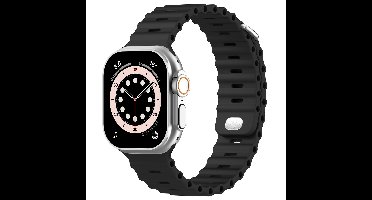 Premium Siliconen Sport bandje - Geschikt voor Apple Watch 1, 2, 3, 4, 5, 6, 7, 8, 9, 10, 11 (42 mm), SE - 38/40/41 mm - Zwart