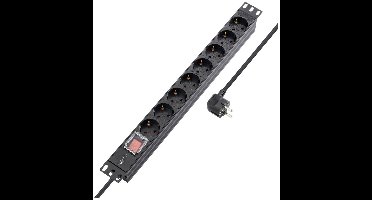 Sygonix SY-5799002 Stekkerdoos 19 inch 8-voudig Zwart Randaarde stekker 1 stuk(s)