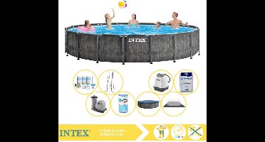 Intex Prism Frame Greywood Zwembad - Opzetzwembad - 549x122 cm - Inclusief Filter, Zoutsysteem en Zout