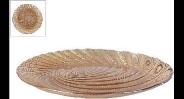 Schaal krul amber glas kunststof multicolor 33x33x3cm kinderservies.