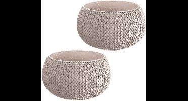 Prosperplast Tuin bloempot/plantenpot Splofy - 2x - rond - kunststof - taupe - D18 x H16 cm - 2,3 liter