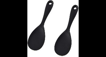 2 stuks - siliconen rijstlepel - kooklepel - zwarte siliconen lepel - roeren - keuken - roerlepel - antiaanbak siliconen lepel - kooklepel - keuken roerlepel - Siliconen Rijstlepel - Zwarte