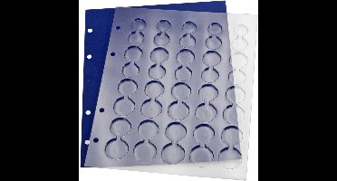 TOPset, Bladen (4 rings) Euromunten sets zonder capsules (5 sets) Transp/blauw achtergrondblad - afm: 185 x 230 mm.