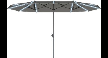 Dubbele Parasol – Grote Parasol – Tuinparasol – Balkonparasol – Aluminium Frame – UPF 50+ Bescherming – Ingebouwde Solar LED's