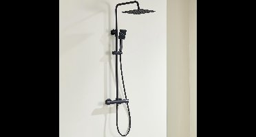 Boraboi® Complete Zwarte Douche-Set met Thermostaatkraan en Regendouchekop voor Veilig Douchen