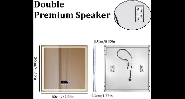 LED Badkamerspiegel – Slimme Spiegel – Anti-Condens Spiegel – Bluetooth Spiegel – Touchbediening – 6000 Lumen – Aluminium Ontwerp - Vierkant