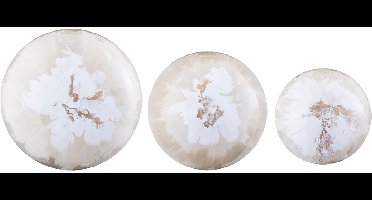 PTMD Wandpaneel Sufyan - 36x31x36 cm - Ijzer - Creme - Set van 3