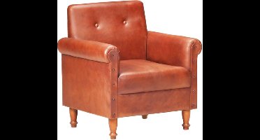 vidaXL Kuipstoel echt leer bruin