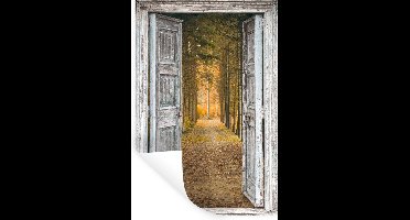 Muurstickers - Sticker Folie - Bos - Herfst - Doorkijk - 20x30 cm - Plakfolie - Muurstickers Kinderkamer - Zelfklevend Behang - Zelfklevend behangpapier - Stickerfolie