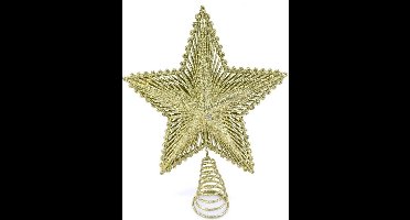Gerimport Piek kerstboom - ster - goud - kunststof - 24 cm - Kerstpieken - Voor bomen tussen de 150 en 180 cm