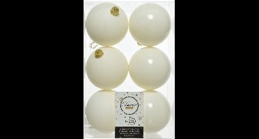 Decoris Kerstballen - 6x st - wol wit - 8 cm - kunststof - mat en glans mix - kerstversiering