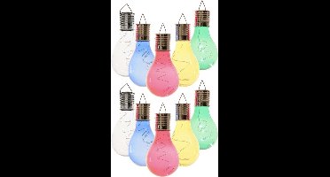 10x Buiten LED wit/blauw/groen/geel/rood peertjes solar lampen 14 cm - Tuinverlichting - Tuinlampen - Solarlampen zonne-energie
