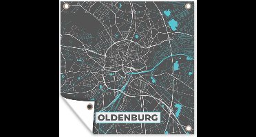Tuinposters Stadskaart – Plattegrond – Duitsland – Blauw – Oldenburg – Kaart - 50x50 cm - Tuindoek
