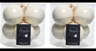 Decoris Kerstballen - 12x st - wol wit - 8 cm - glas - kerstversiering