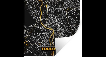 Muurstickers - Sticker Folie - Frankrijk – Plattegrond – Toulouse - Stadskaart - Kaart - 30x30 cm - Plakfolie - Muurstickers Kinderkamer - Zelfklevend Behang - Zelfklevend behangpapier - Stickerfolie