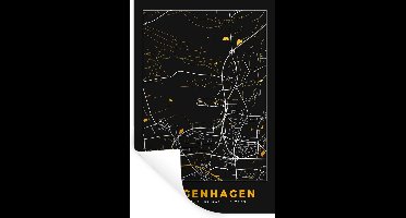 Muurstickers - Sticker Folie - Black and Gold – Stadskaart – Langenhagen – Duitsland – Plattegrond – Kaart - 20x30 cm - Plakfolie - Muurstickers Kinderkamer - Zelfklevend Behang - Zelfklevend behangpapier - Stickerfolie
