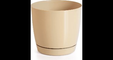 Plantenpot/bloempot kunststof rond glanzend mat goud dia 28 x hoogte 26 cm voor binnen/buiten