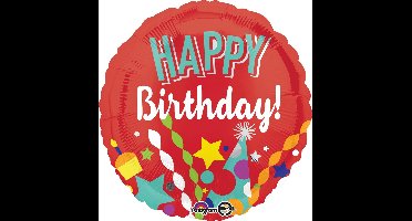 Amscan Folieballon Happy Birthday 43 Cm Rood