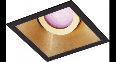 Inbouwspot Almar met Philips HUE White and Color - inbouwspot - Goud / Zwart - vierkant verdiepte spot - Voor binnen / woonkamer / keuken / slaapkamer - IP20 - GU10 - Buitendiameter: 93MM - boorgat: Vierkante uitsparing - min. Inbouwdiepte: 90MM