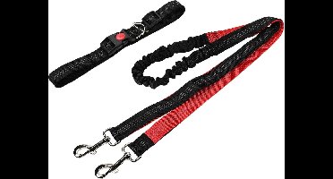 Benson Handsfree hondenriem - reflecterend - verstelbare tailleband - rood/zwart