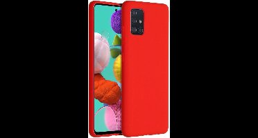 Hoesje Geschikt Voor Samsung Galaxy A51 Hoesje - Fluweelzachte Microvezel Siliconen Back Cover – Rood