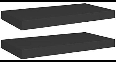 vidaXL Wall shelves floating 2 pcs 50x23x3.8 cm MDF black