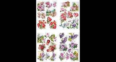 3D Vellen - Bloemen en Vlinders Design - Scrapbooking Vellen - DIY Knipvellen - Creatieve Hobbyvellen - Papier Vellen - Kaarten Maken Vellen - Set van 4 Vellen - A4 Formaat - 21x30 cm