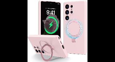 Hoesje Geschikt voor Samsung S25 Ultra hoesje zacht siliconen Licht Roze - Liquid Backcover ring hoesje Geschikt voor Magsafe