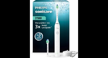 Philips Sonicare 2100 Series – Elektrische Tandenborstel – Wit – Reiniging tussen de tanden – Met 2 opzetborstels – HX4022/01