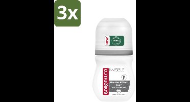 Borotalco - Deodorant Roller - Invisible - Barrier Effect Talc - 0% Alcohol - 50 ml - Bulkverpakking - 3 stuks