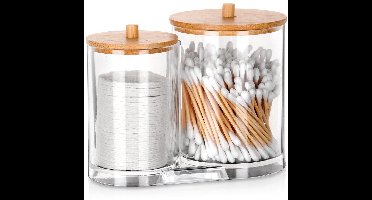 Vilde - Cosmetische Opslagset - Acryl - Bamboo Deksel - Transparant