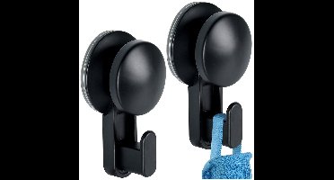 Vilde - Haken met Zuignap - Zwart - 5,5 cm - 2 Stuks