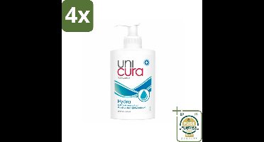 Unicura Vloeibare Handzeep Hydra 250 ml - Voordeelverpakking - 4 stuks - Hydraterende zeep - Antibacteriële zeep