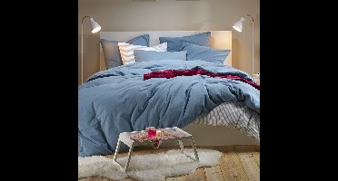 Moodit Dekbedovertrek Frey Stone Blue - Tweepersoons - 200 x 220 cm - Katoen Flanel